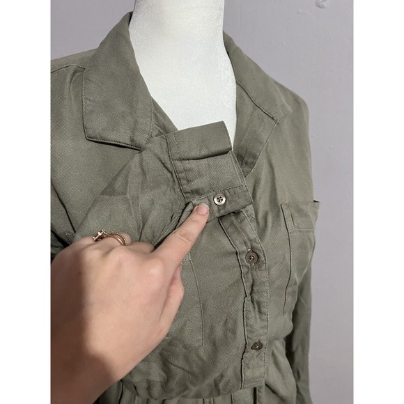 Japna Green Elastic Waist Mini Dress Long Sleeve - Picture 4 of 7